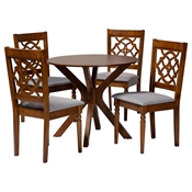 Baxton Studio Sadie Modern Grey and Walnut Brown Wood 5-Piece Dining Set